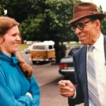 Theodore F. Williams talking to Violet Procopio - wife of fellow evangelist of Jon Procopio.