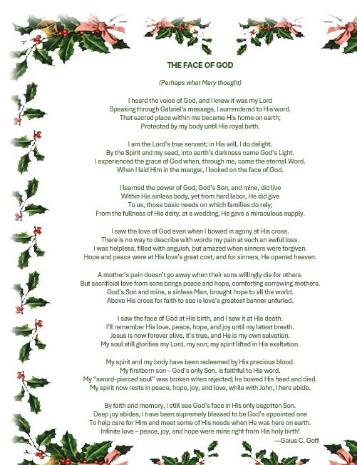 Poem by Gaius C Goff - Face of God (Perhaps what Mary thought.)