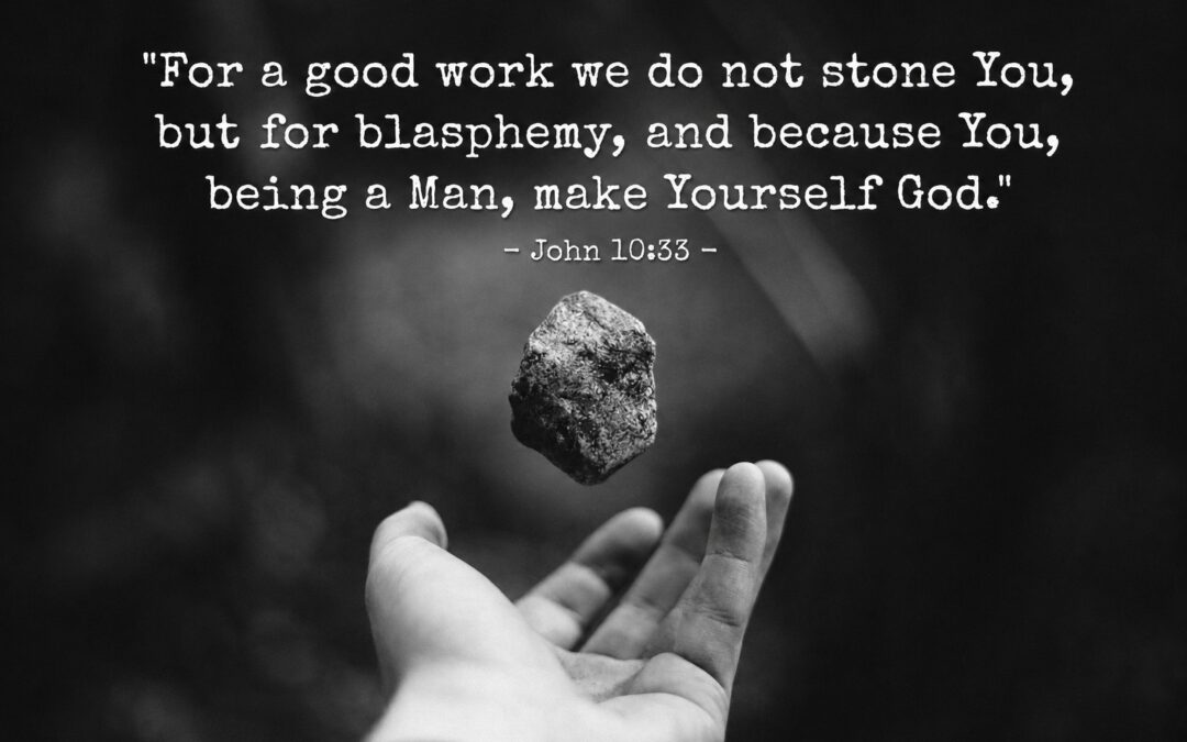 Hand and stone to illustrate John 10:33 where Jesus was accused of blasphemy.
