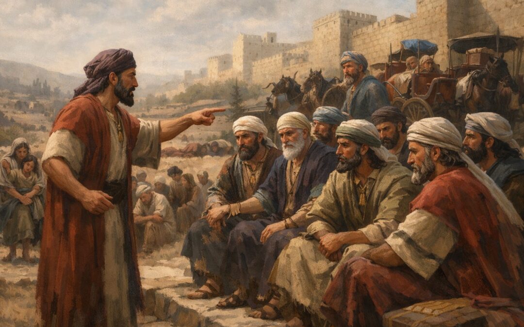 Nehemiah condemning the practises of the wealthy in Nehemiah 5