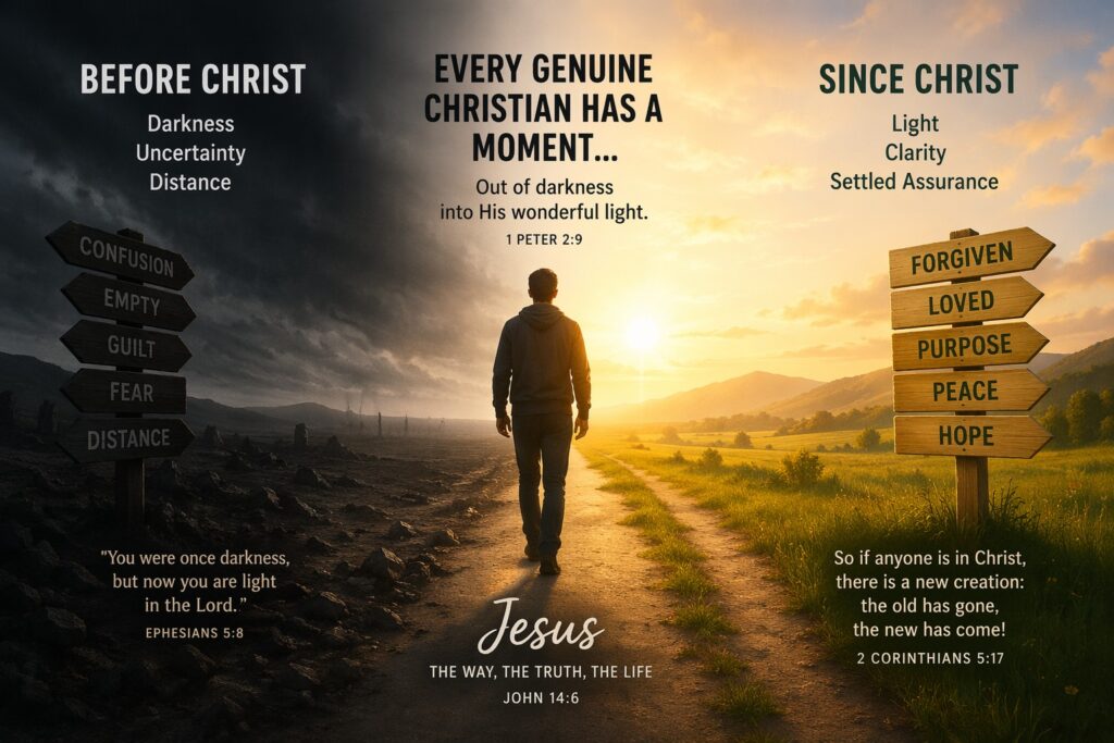 Every genuine Christian was once in the darkness but the light of Christ illuminated their hearts. Christian testimony includes a before Christ and since Christ. Two parts are a must.